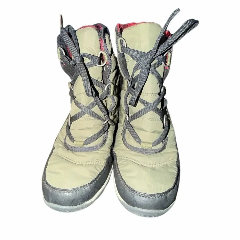 Sorel Whitney Winter Snow Boots Womens 10 US Green Waterproof Lace Up Insulated